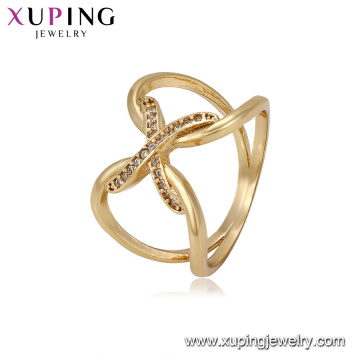 14976 Fashion jewelry elegant 18k gold finger ring, copper alloy zircon rings for girls